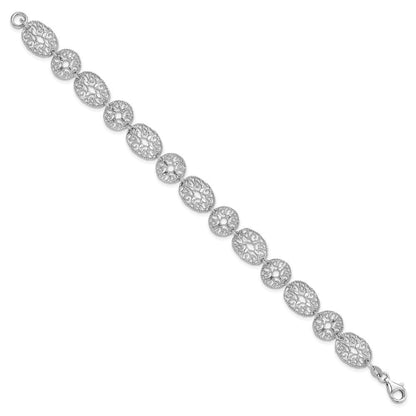 8.25 Zoll Sterlingsilber Rhodium Poliert Kreise Armband