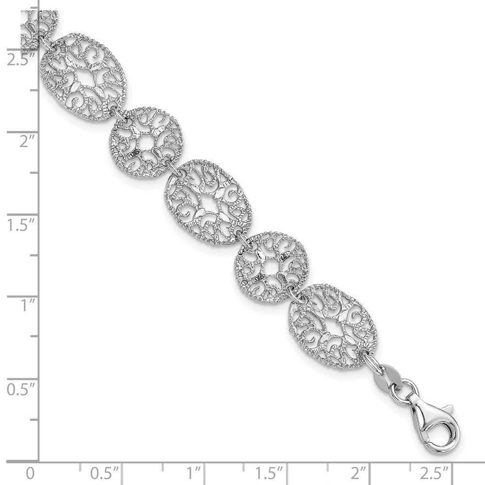 8.25 Zoll Sterlingsilber Rhodium Poliert Kreise Armband