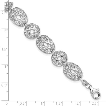 8.25 Zoll Sterlingsilber Rhodium Poliert Kreise Armband