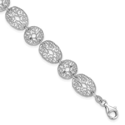 8.25 Zoll Sterlingsilber Rhodium Poliert Kreise Armband