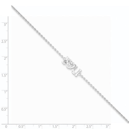7.5 Zoll Sterlingsilber Rhodiniert Zirkonia I Herz U Armband