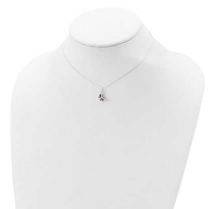 Sterlingsilber Poliert Rosa, Rot und Weiß Emailliert Schmetterling Kinder Halskette