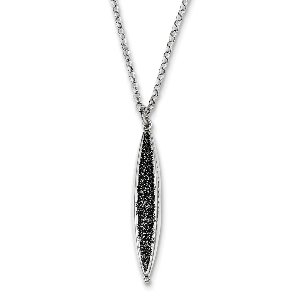 Sterlingsilber Rhodiniert Glitzer Emaille Perle mit 2 Zoll Verlängerung. Halskette