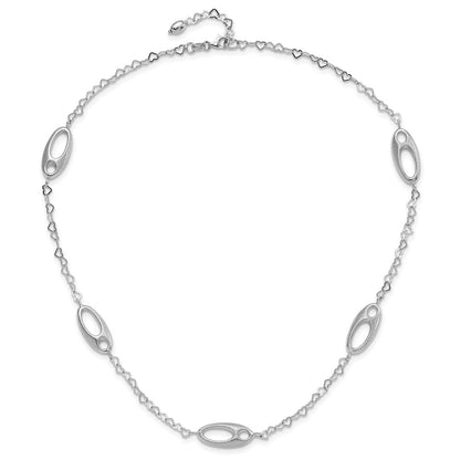 Sterlingsilber Poliert & Gebürstet Ovals und Herz Glieder Halskette