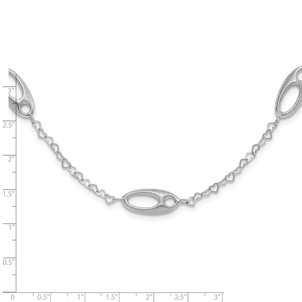 Sterlingsilber Poliert & Gebürstet Ovals und Herz Glieder Halskette