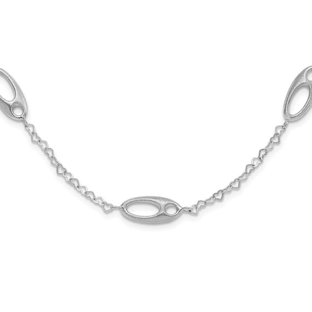 Sterlingsilber Poliert & Gebürstet Ovals und Herz Glieder Halskette