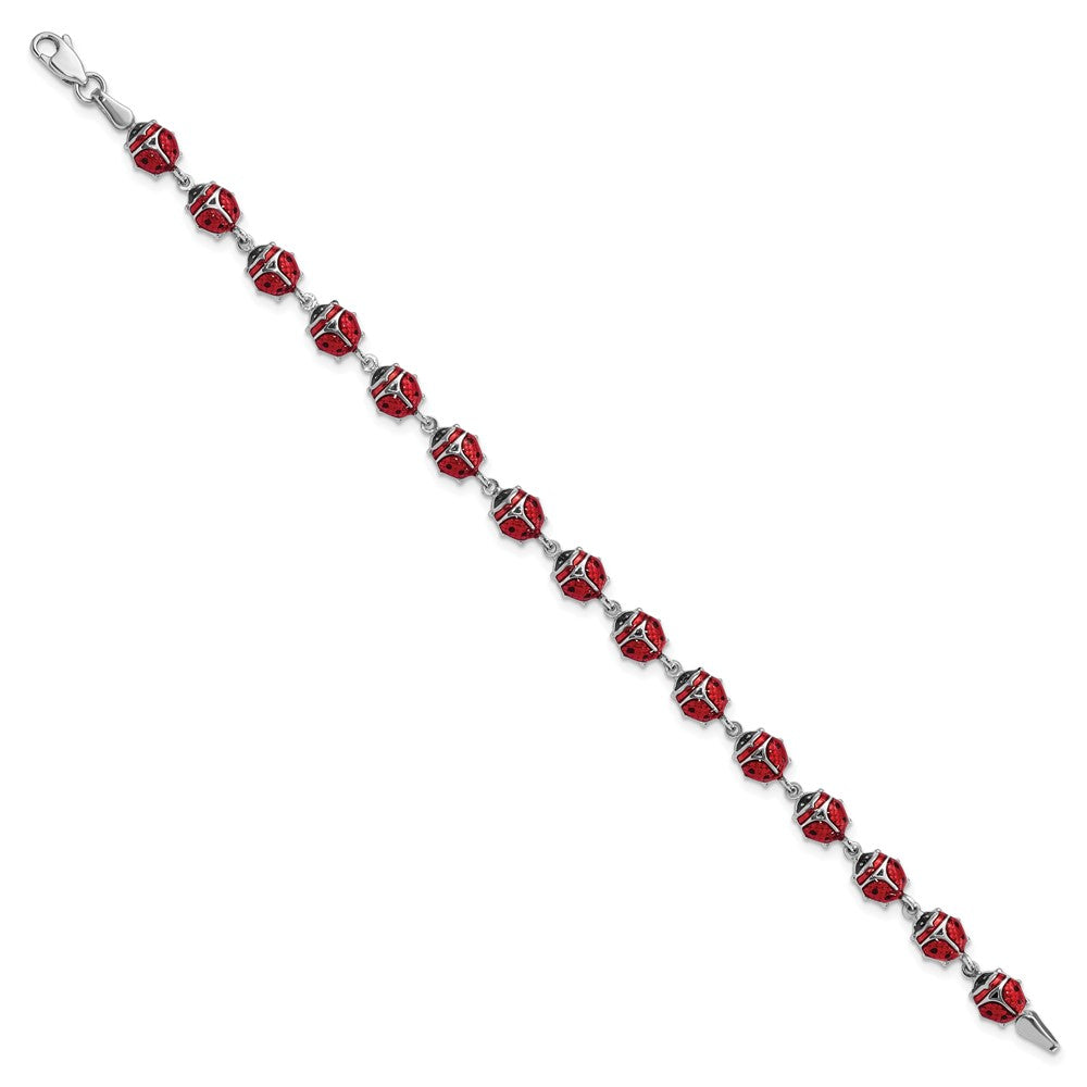 7 Zoll Sterlingsilber Rhodium Poliert Emailliert Damen Bug Armband