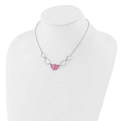 Sterlingsilber Poliert Rosa Preciosa Kristall Dreieck Halskette