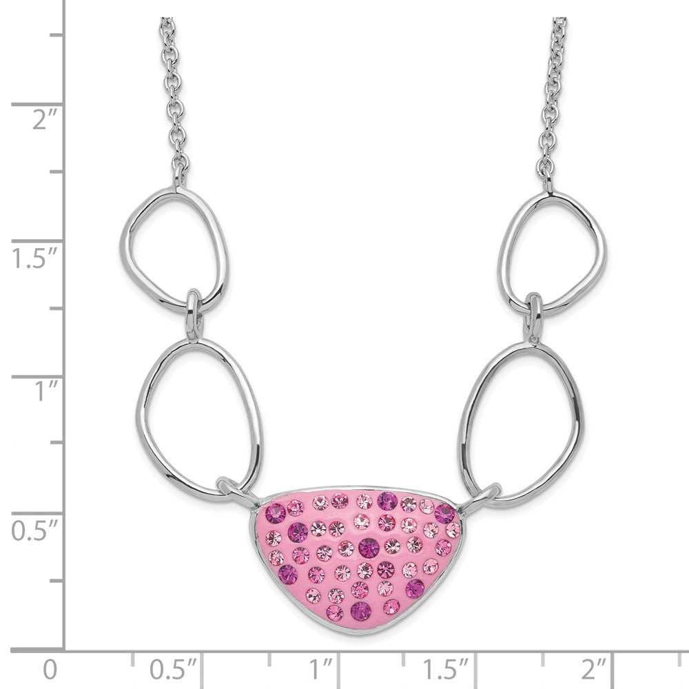 Sterlingsilber Poliert Rosa Preciosa Kristall Dreieck Halskette