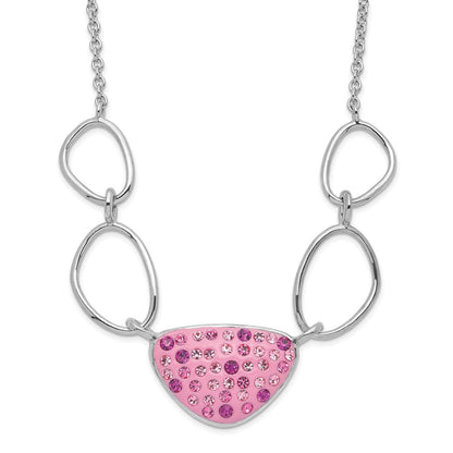 Sterlingsilber Poliert Rosa Preciosa Kristall Dreieck Halskette