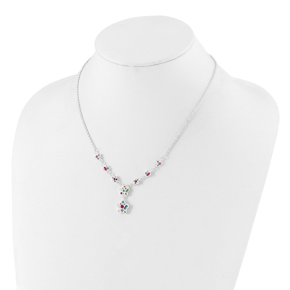 Sterlingsilber Stellux Mehrfarbig Kristall Blume mit 2 Zoll Verlängerung. Halskette