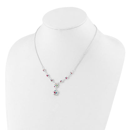 Sterlingsilber Stellux Mehrfarbig Kristall Blume mit 2 Zoll Verlängerung. Halskette