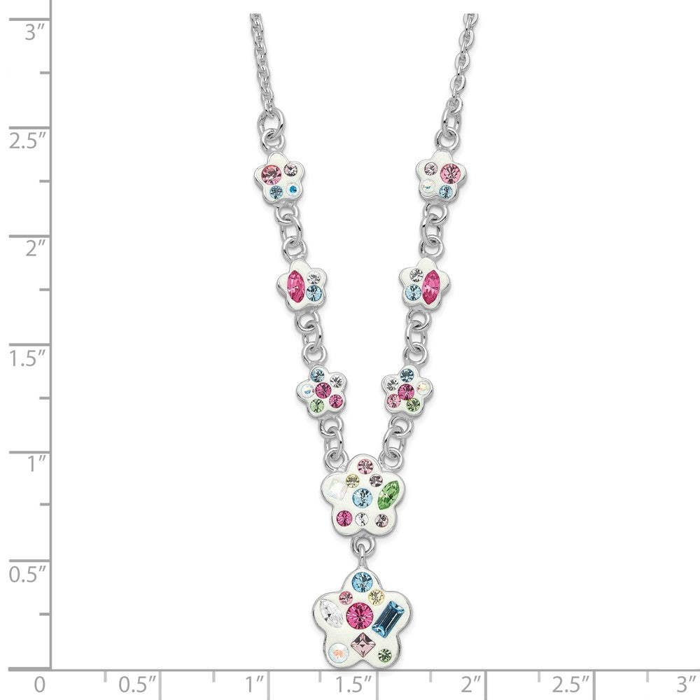Sterlingsilber Stellux Mehrfarbig Kristall Blume mit 2 Zoll Verlängerung. Halskette