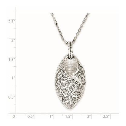Sterlingsilber Rhodiniert Blume & Leaves mit 2 Zoll Verlängerung. Halskette