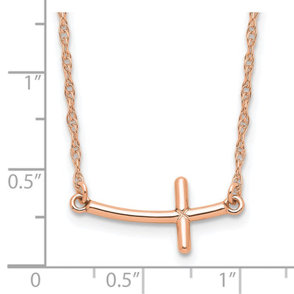Sterlingsilber Rg-beschichtet Klein Seitlich Gebogen Kreuz Halskette