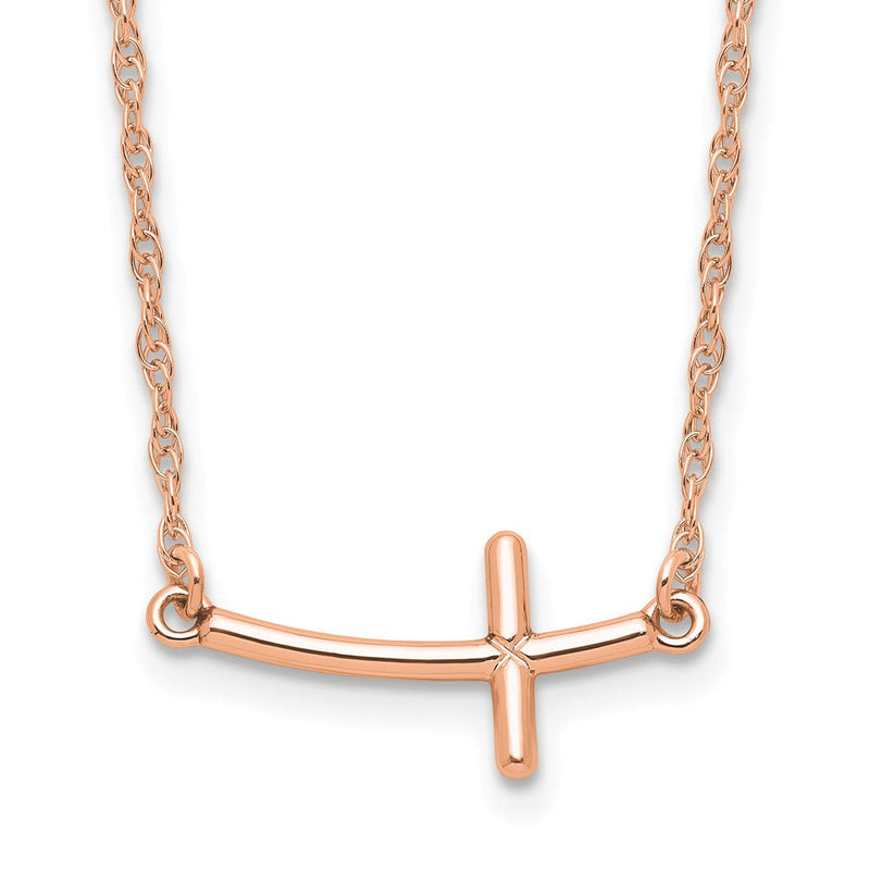 Sterlingsilber Rg-beschichtet Klein Seitlich Gebogen Kreuz Halskette