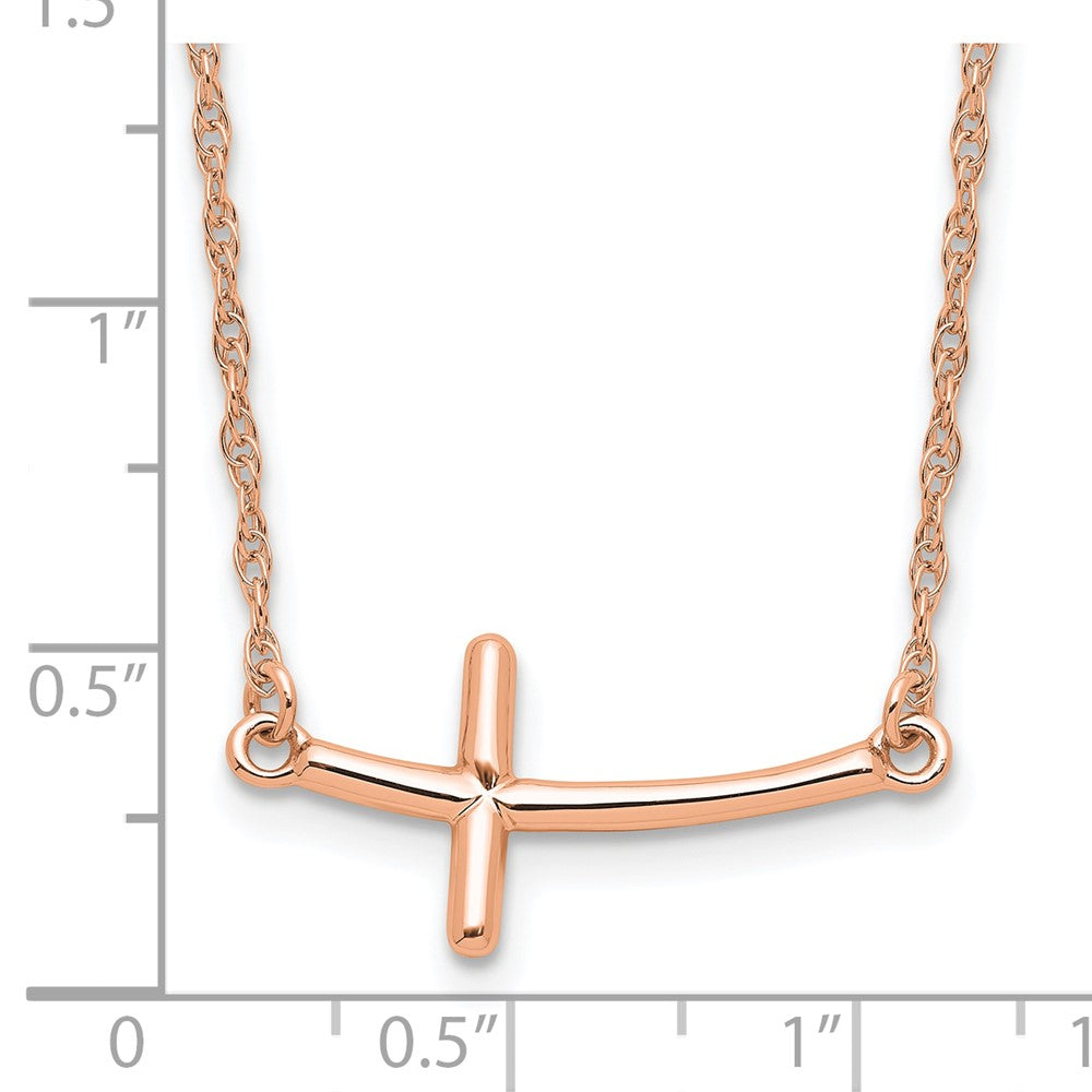 Sterlingsilber Rg-beschichtet Groß Seitlich Gebogen Kreuz Halskette
