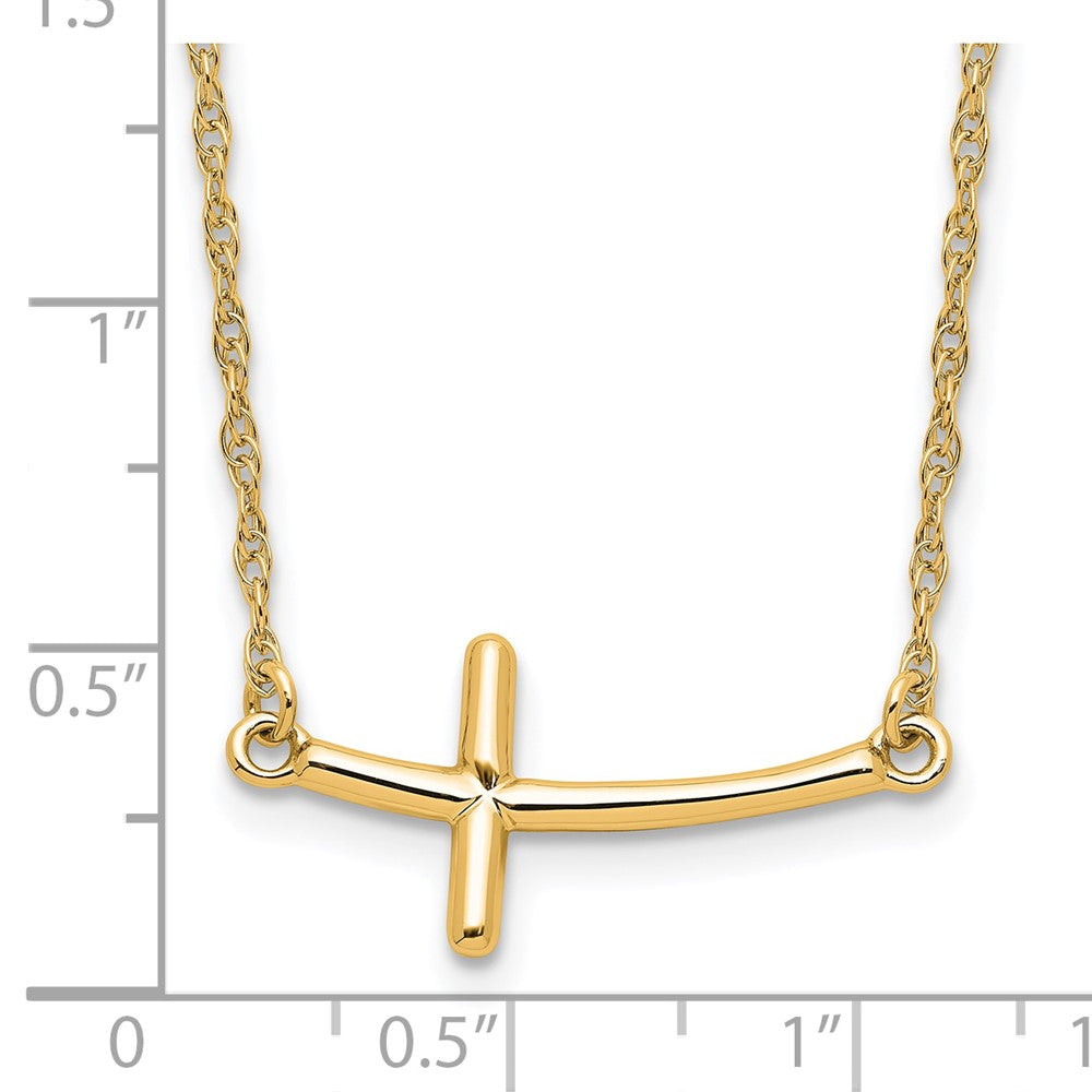 Sterlingsilber Yg-beschichtet Groß Seitlich Gebogen Kreuz Halskette