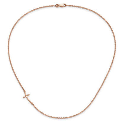 Sterlingsilber Rg-beschichtet Klein Off-set Seitlich Gebogen Kreuz Halskette