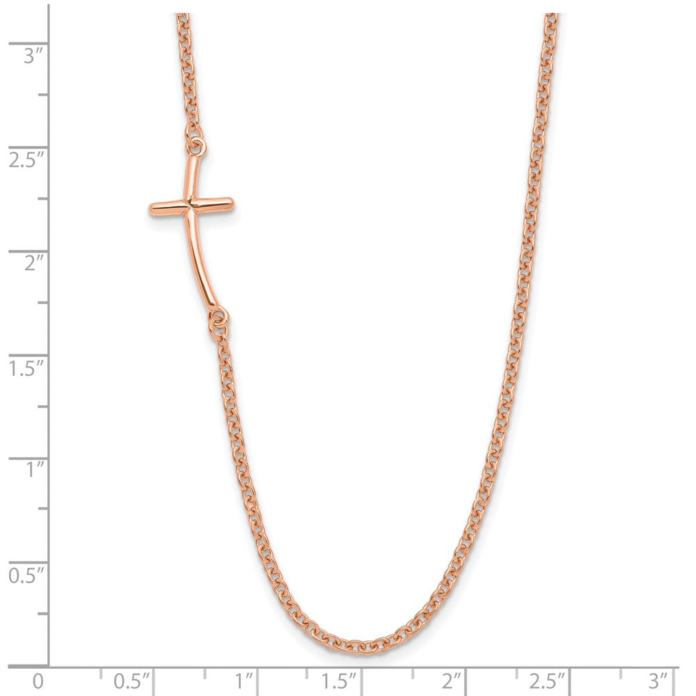 Sterlingsilber Rg-beschichtet Klein Off-set Seitlich Gebogen Kreuz Halskette