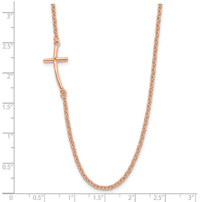 Sterlingsilber Rg-beschichtet Klein Off-set Seitlich Gebogen Kreuz Halskette