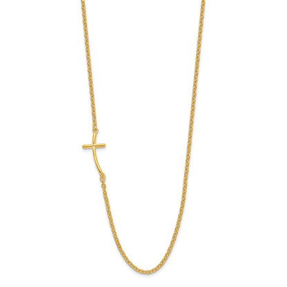 Sterlingsilber Yg-beschichtet Klein Off-set Seitlich Gebogen Kreuz Halskette