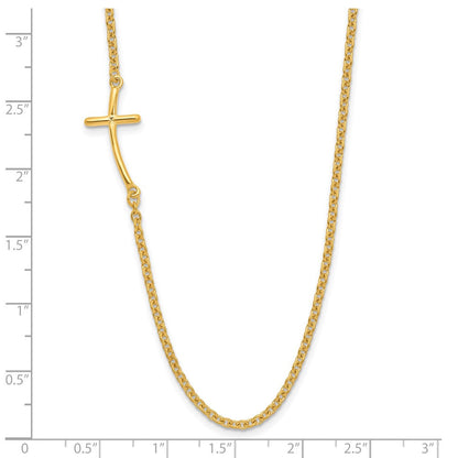 Sterlingsilber Yg-beschichtet Klein Off-set Seitlich Gebogen Kreuz Halskette