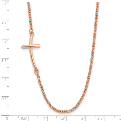 Sterlingsilber Rg-beschichtet Groß Off-set Seitlich Gebogen Kreuz Halskette