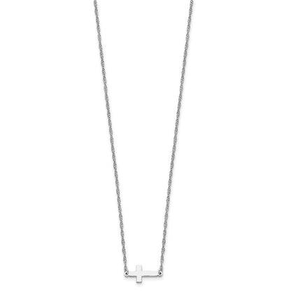 Sterlingsilber Rhodiniert Klein Seitlich Kreuz Halskette