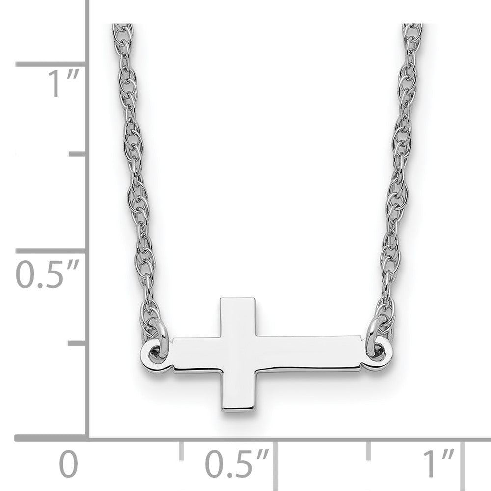 Sterlingsilber Rhodiniert Klein Seitlich Kreuz Halskette