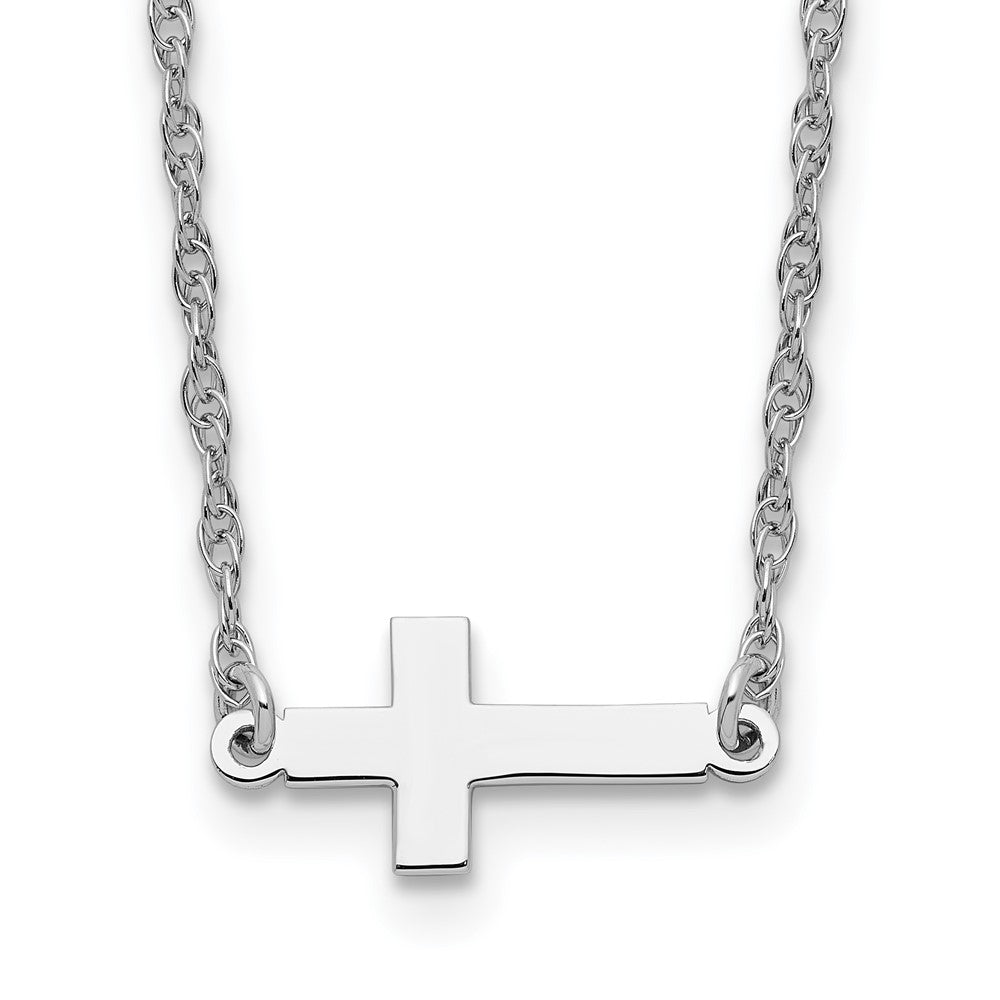 Sterlingsilber Rhodiniert Klein Seitlich Kreuz Halskette