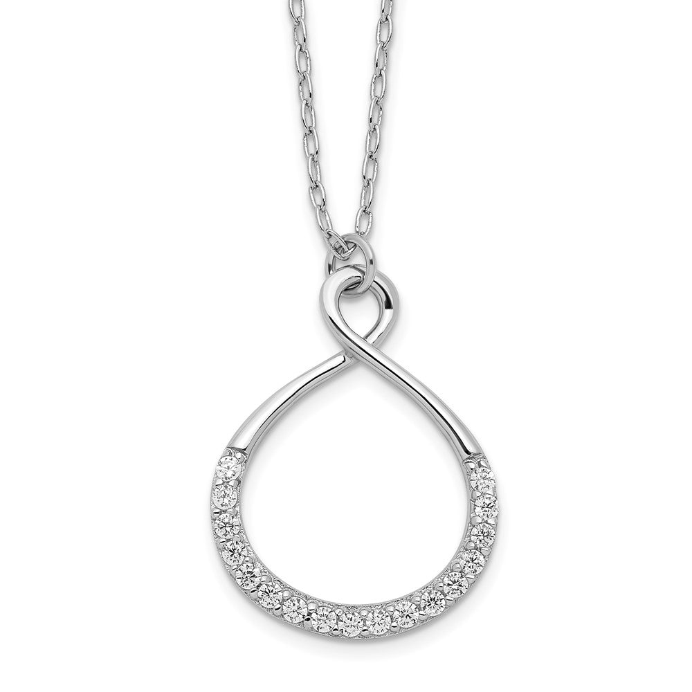 Sterlingsilber Rhodiniert mit Zirkonia Unendlichkeit mit 2 in Verlängerung Halskette