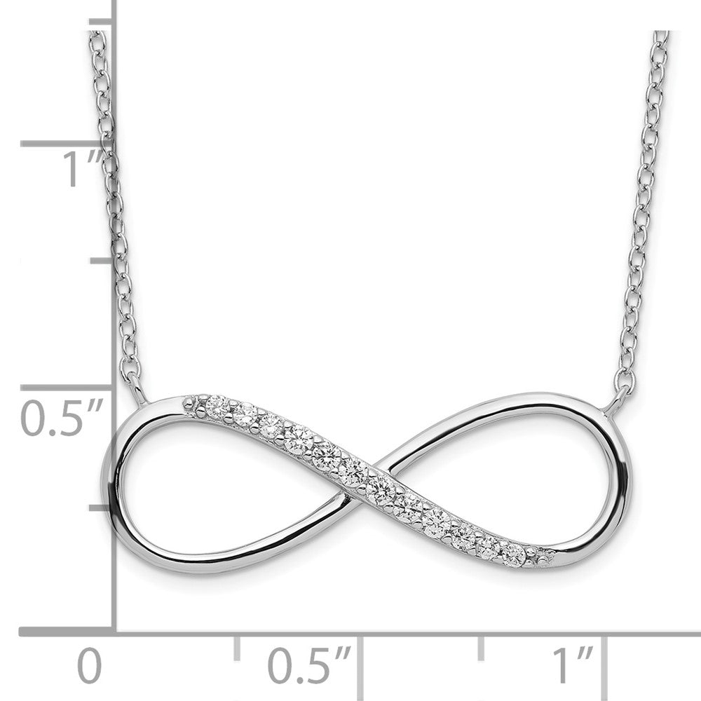 Sterlingsilber Rhodiniert mit Zirkonia Unendlichkeit mit 2 in Verlängerung Halskette
