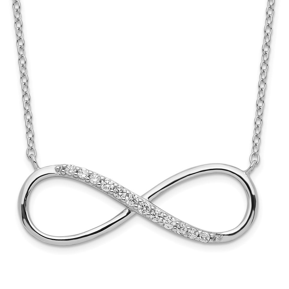 Sterlingsilber Rhodiniert mit Zirkonia Unendlichkeit mit 2 in Verlängerung Halskette
