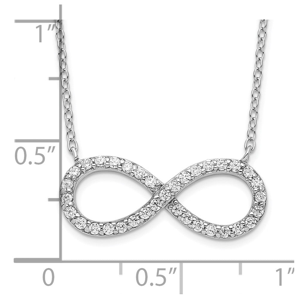 Sterlingsilber Rhodiniert mit Zirkonia Unendlichkeit mit 2 in Verlängerung Halskette