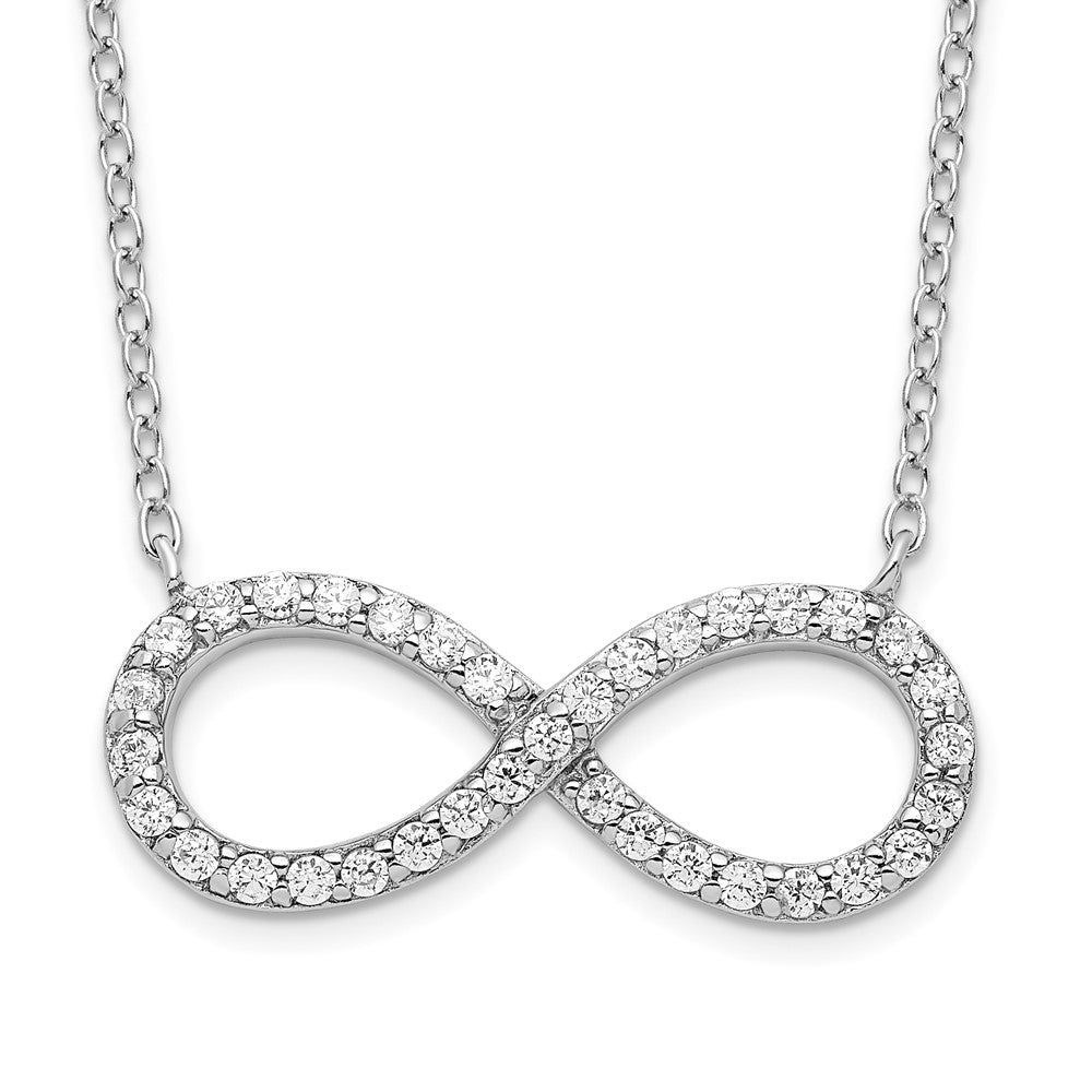 Sterlingsilber Rhodiniert mit Zirkonia Unendlichkeit mit 2 in Verlängerung Halskette