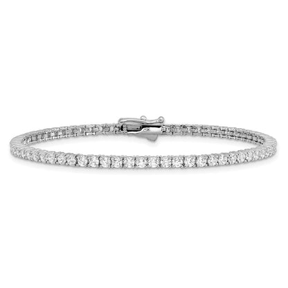 Sterlingsilber Schimmernd Rhodiniert 2.3mm Zirkonia 70 Stein 7 Zoll Armband