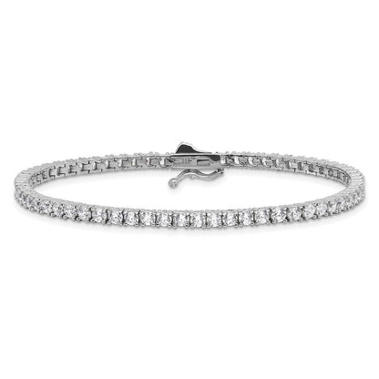 Sterlingsilber Schimmernd Rhodiniert 2.5mm Zirkonia 68 Stein 7 Zoll Armband