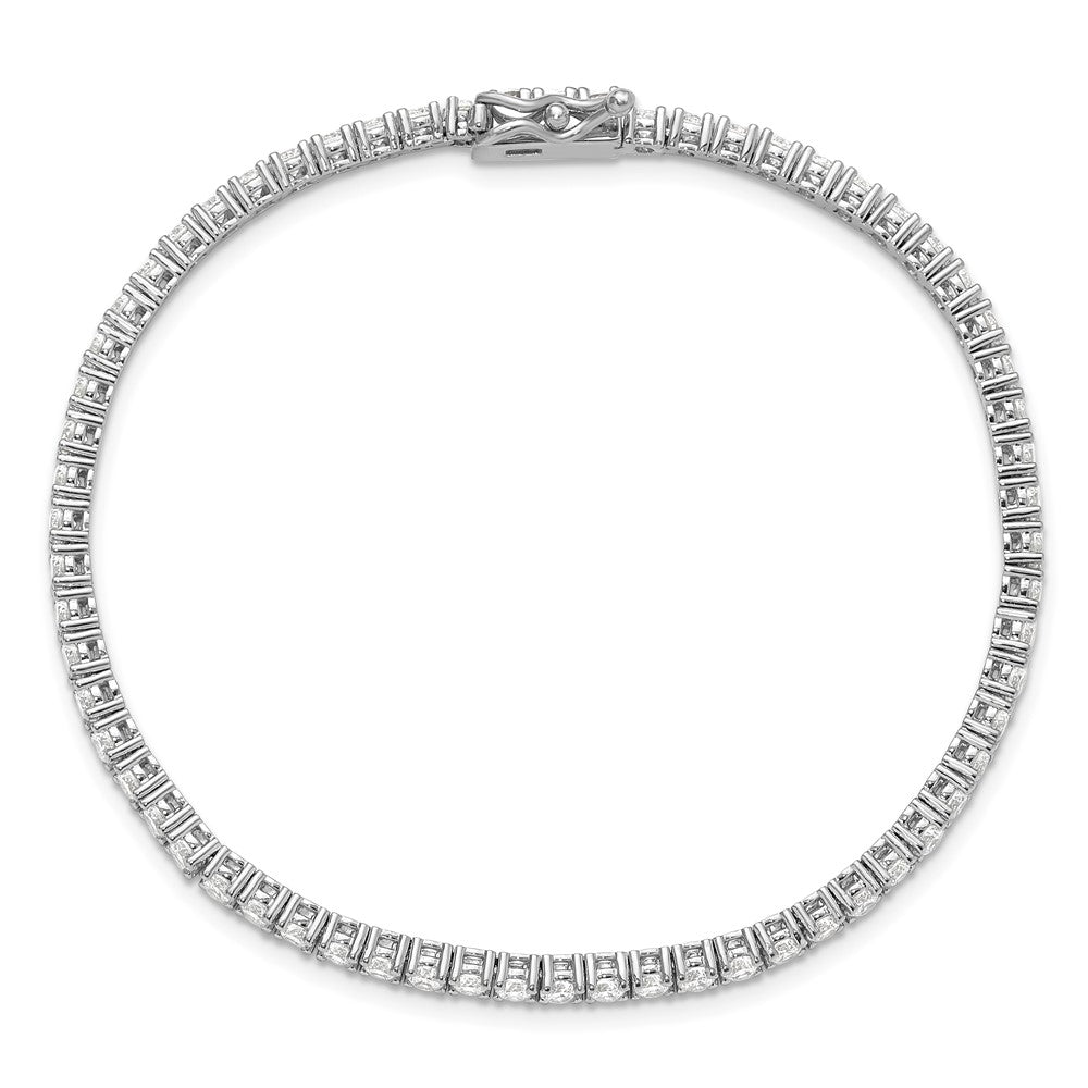 Sterlingsilber Schimmernd Rhodiniert 2.5mm Zirkonia 68 Stein 7 Zoll Armband