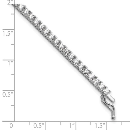 Sterlingsilber Schimmernd Rhodiniert 2.5mm Zirkonia 68 Stein 7 Zoll Armband