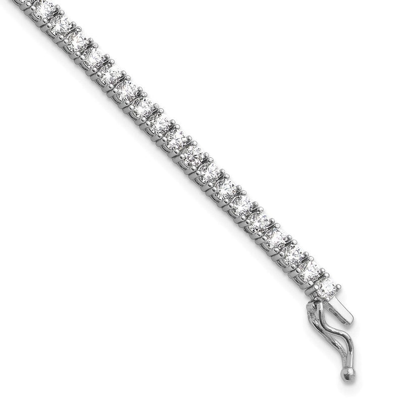 Sterlingsilber Schimmernd Rhodiniert 2.5mm Zirkonia 68 Stein 7 Zoll Armband