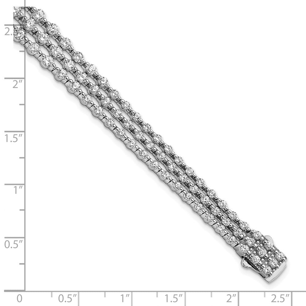 Sterlingsilber Schimmernd Rhodiniert 8 Zoll 117 Stein Zirkonia 3 Strang Layer Armband
