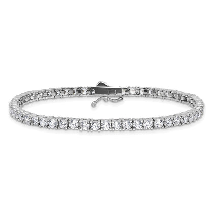 Sterlingsilber Schimmernd Rhodiniert 3mm Zirkonia 55 Stein 7 Zoll Armband
