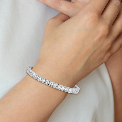 Sterlingsilber Schimmernd Rhodiniert 7 Zoll 40 Stein Zirkonia Armband