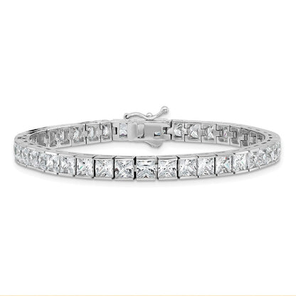 Sterlingsilber Schimmernd Rhodiniert 7 Zoll 40 Stein Zirkonia Armband