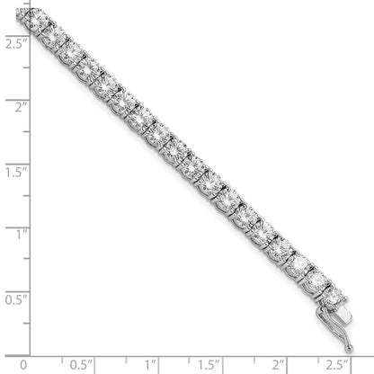 Sterlingsilber Schimmernd Rhodiniert 4.5mm Zirkonia 37 Stein 7 Zoll Armband