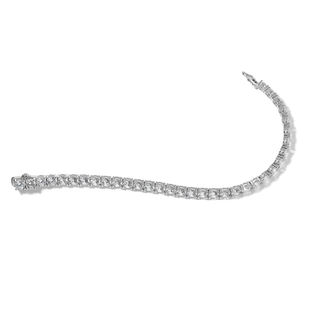 Sterlingsilber Schimmernd Rhodiniert 4.5mm Zirkonia 37 Stein 7 Zoll Armband