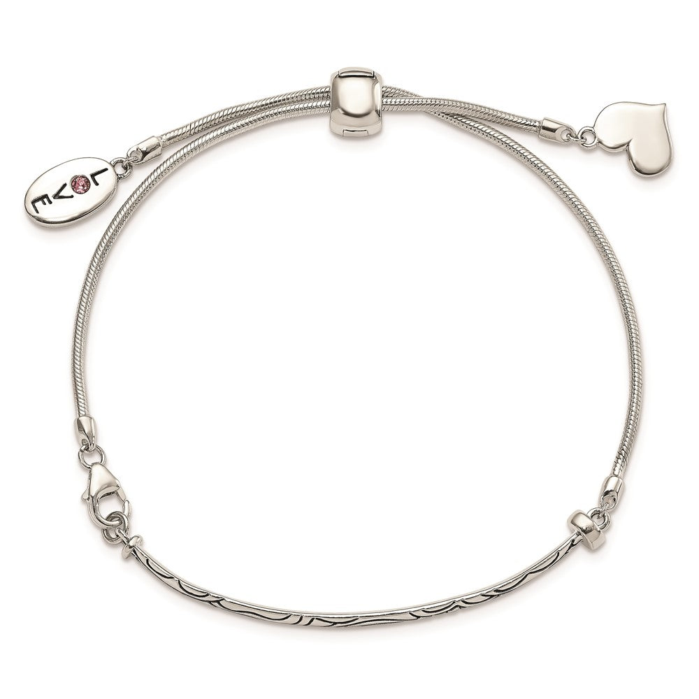 9 Zoll Sterlingsilber Antikisiert Reflections Kristall Liebe Herz Adjust Armband
