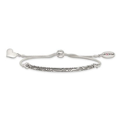 9 Zoll Sterlingsilber Antikisiert Reflections Kristall Liebe Herz Adjust Armband
