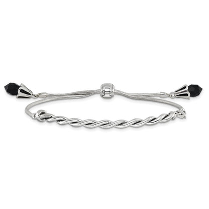 9 Zoll Sterlingsilber Antikisiert Reflections Schwarz Kristall Verstellbar Armband